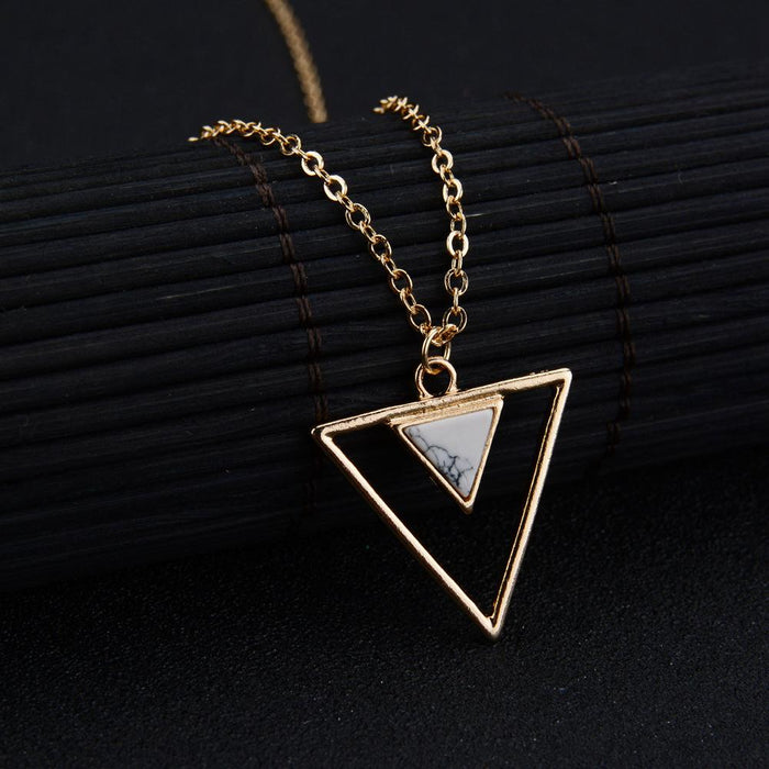 Bulk Jewelry Wholesale gold alloy hollow triangle Necklaces JDC-NE-bq015 Wholesale factory from China YIWU China