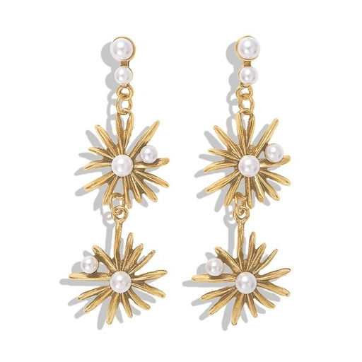 Bulk Jewelry Wholesale gold alloy inlaid pearl eight mans star earrings JDC-ES-V078 Wholesale factory from China YIWU China
