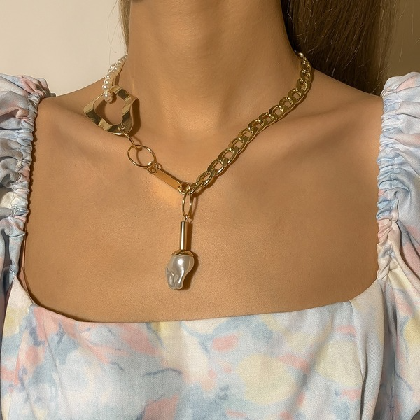 Bulk Jewelry Wholesale gold alloy irregular geometric necklace female JDC-NE-KunJ065 Wholesale factory from China YIWU China