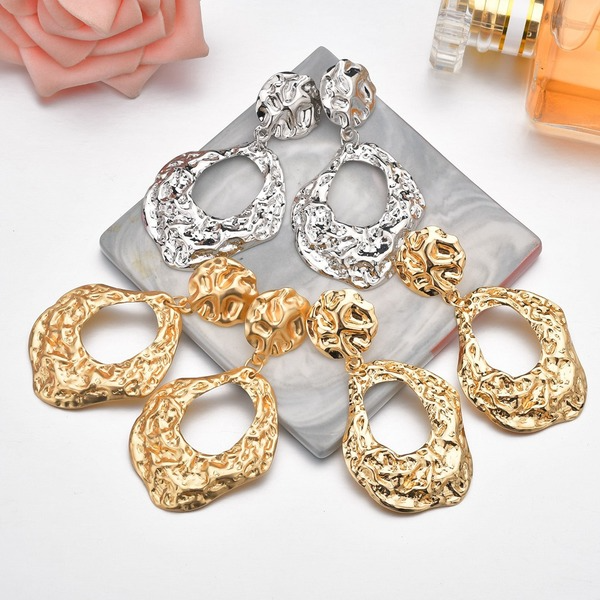 Bulk Jewelry Wholesale gold alloy irregular groove hollow Earrings JDC-ES-bq077 Wholesale factory from China YIWU China