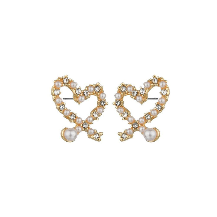 Bulk Jewelry Wholesale gold alloy irregular hollow love pearl Earrings JDC-ES-bq037 Wholesale factory from China YIWU China