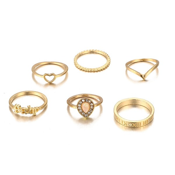 Bulk Jewelry Wholesale gold alloy joint ring set JDC-RS-C088 Wholesale factory from China YIWU China
