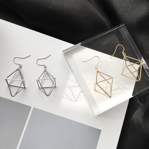 Bulk Jewelry Wholesale gold alloy lantern pyramid stereo triangle earrings JDC-ES-RL095 Wholesale factory from China YIWU China