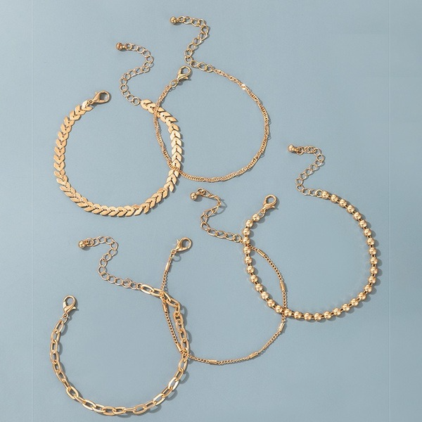 Bulk Jewelry Wholesale gold alloy leaf airplane chain 4-piece bracelet JDC-BT-C062 Wholesale factory from China YIWU China