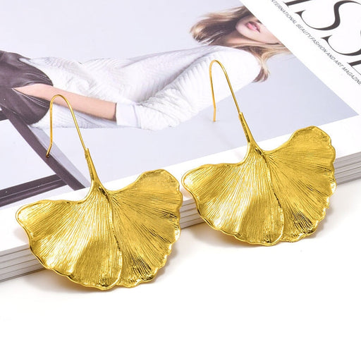 Wholesale gold alloy leaf earrings JDC-ES-SK070 Earrings 深刻 Wholesale Jewelry JoyasDeChina Joyas De China