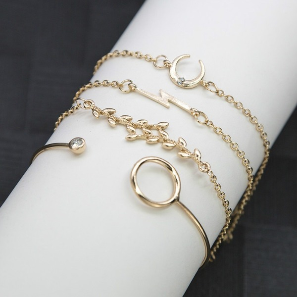 Bulk Jewelry Wholesale gold alloy leaf moon bracelet JDC-BT-e026 Wholesale factory from China YIWU China