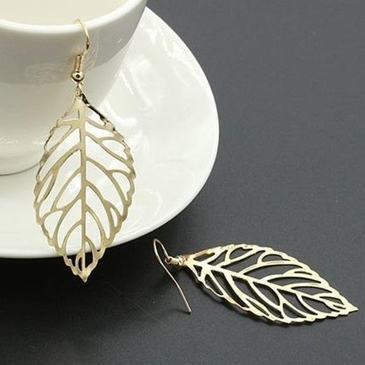 Bulk Jewelry Wholesale gold alloy leaf pendant earrings JDC-ES-RL001 Wholesale factory from China YIWU China
