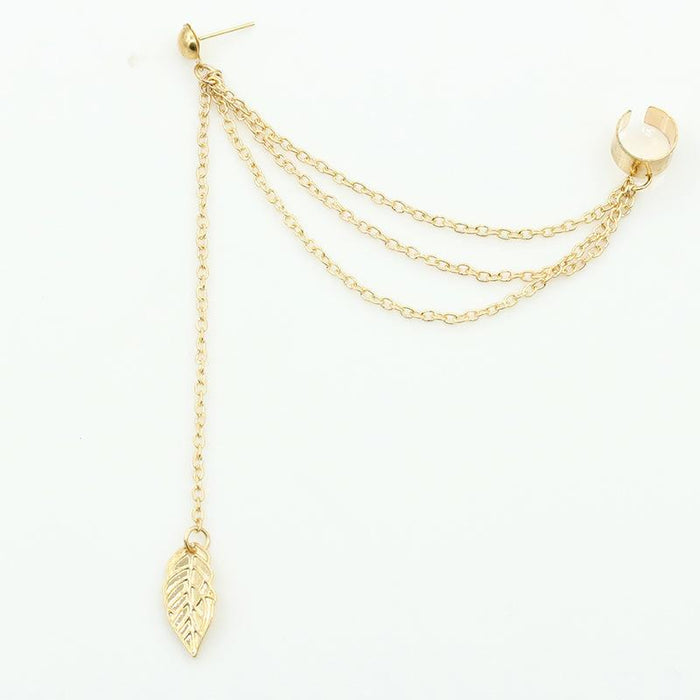 Wholesale gold alloy leaf tassel earrings JDC-ES-D462 Earrings JoyasDeChina Golden 9376 Wholesale Jewelry JoyasDeChina Joyas De China