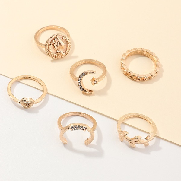 Bulk Jewelry Wholesale gold alloy leaves love moon ring  JDC-RS-e038 Wholesale factory from China YIWU China
