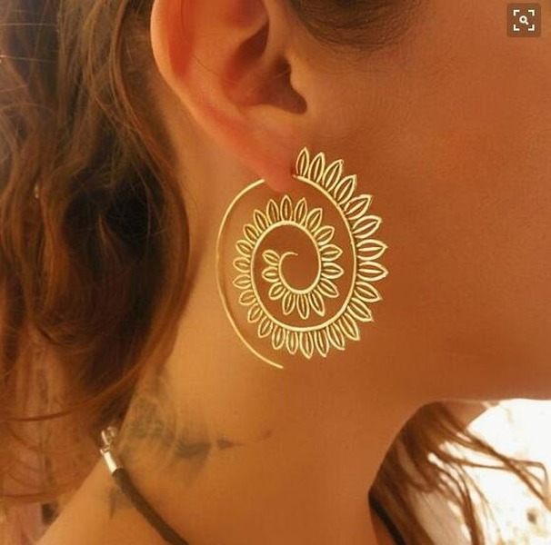 Bulk Jewelry Wholesale gold alloy leaves spiral personality rotating Roman earrings JDC-ES-C060 Wholesale factory from China YIWU China