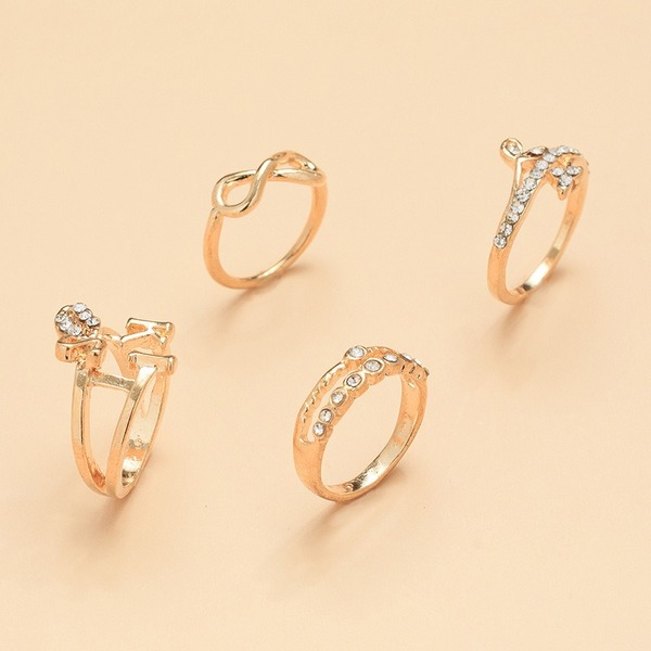 Bulk Jewelry Wholesale gold alloy letter-encrusted zircon ring JDC-RS-e111 Wholesale factory from China YIWU China