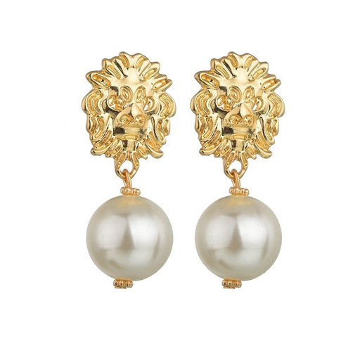 Bulk Jewelry Wholesale gold alloy lion pearl Earrings JDC-ES-bq157 Wholesale factory from China YIWU China