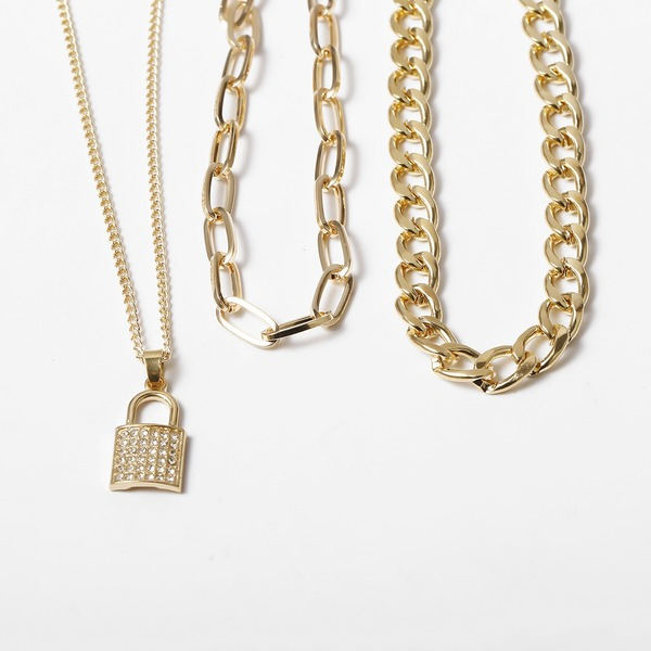 Bulk Jewelry Wholesale gold alloy lock pendant necklace JDC-NE-KunJ085 Wholesale factory from China YIWU China