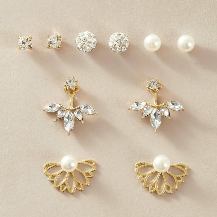 Wholesale gold alloy lotus drill ball pearl earring set JDC-ES-F284 earrings JoyasDeChina B10-02-09 Wholesale Jewelry JoyasDeChina Joyas De China