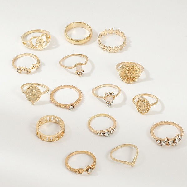 Bulk Jewelry Wholesale gold alloy love branch Buddha hand joint ring set  JDC-RS-e022 Wholesale factory from China YIWU China