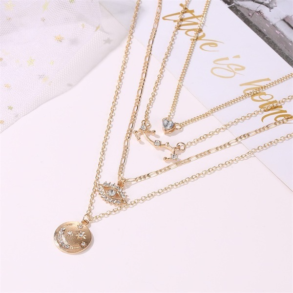 Bulk Jewelry Wholesale gold alloy love diamond eyes 4-layer necklace for women JDC-NE-D662 Wholesale factory from China YIWU China