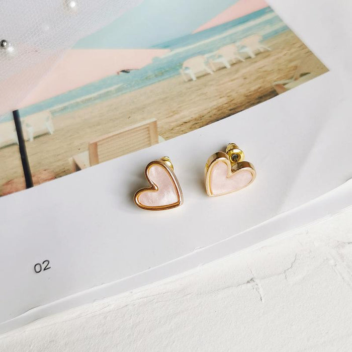 Wholesale gold alloy love earrings JDC-ES-GSYBY001 Earrings JoyasDeChina A pair of pink earrings Wholesale Jewelry JoyasDeChina Joyas De China