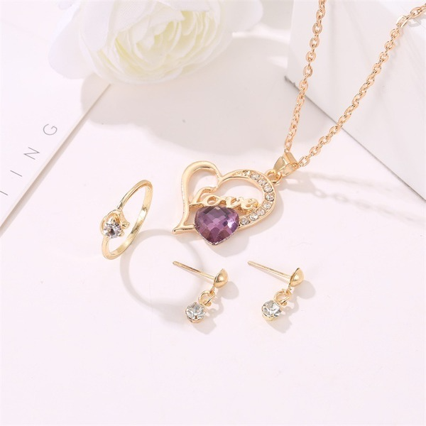 Bulk Jewelry Wholesale gold alloy love necklace earrings ring set of three JDC-NE-D611 Wholesale factory from China YIWU China