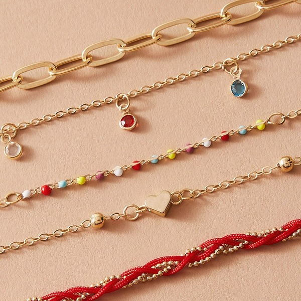 Bulk Jewelry Wholesale gold alloy love red string woven bracelet set of 5 JDC-BT-C038 Wholesale factory from China YIWU China