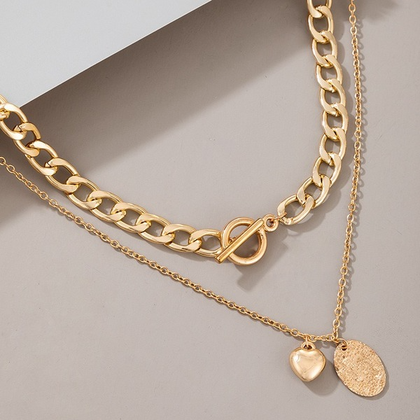 Bulk Jewelry Wholesale gold alloy love wafer thick chain JDC-NE-C024 Wholesale factory from China YIWU China