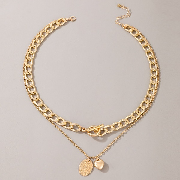 Bulk Jewelry Wholesale gold alloy love wafer thick chain JDC-NE-C024 Wholesale factory from China YIWU China