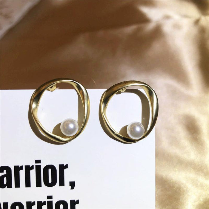 Bulk Jewelry Wholesale gold alloy matte pearl ear ring JDC-ES-RL054 Wholesale factory from China YIWU China