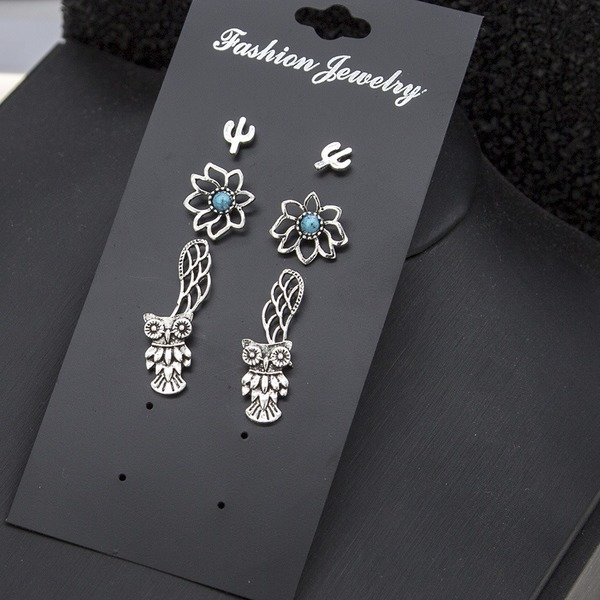 Bulk Jewelry Wholesale gold alloy micro Inlaid Turquoise owl wing Earrings JDC-ES-bq200 Wholesale factory from China YIWU China