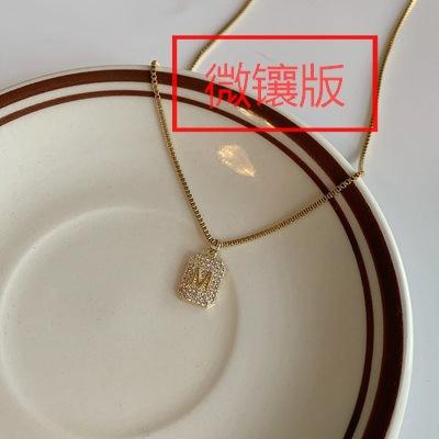 Bulk Jewelry Wholesale gold alloy micro inlaid zircon letter m neck chain JDC-NE-BY022 Wholesale factory from China YIWU China