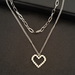 Bulk Jewelry Wholesale gold alloy mosaic heart-shaped double necklaces JDC-NE-sf060 Wholesale factory from China YIWU China