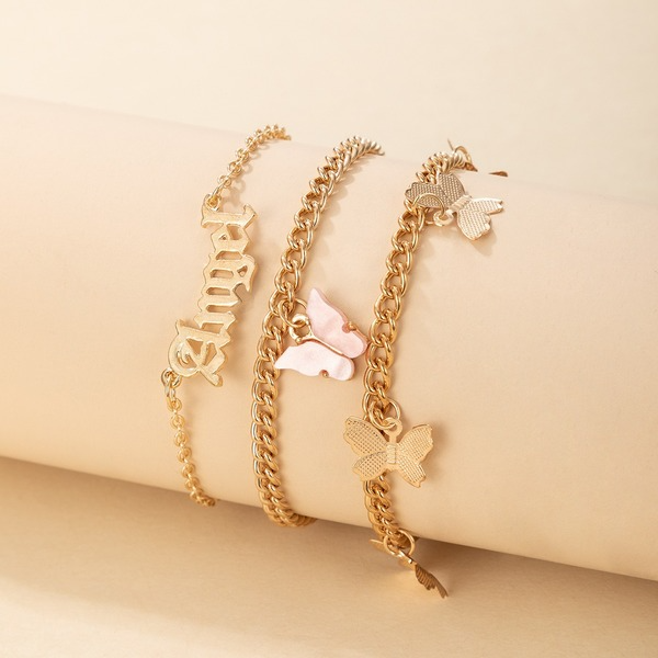 Bulk Jewelry Wholesale gold alloy multilayer Angel letter butterfly foot chain JDCAS-GSC002 Wholesale factory from China YIWU China