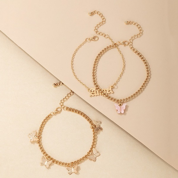 Bulk Jewelry Wholesale gold alloy multilayer Angel letter butterfly foot chain JDCAS-GSC002 Wholesale factory from China YIWU China