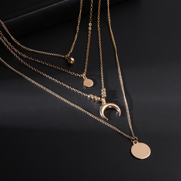 Bulk Jewelry Wholesale gold alloy multilayer moon wafer necklaces JDC-NE-sf008 Wholesale factory from China YIWU China