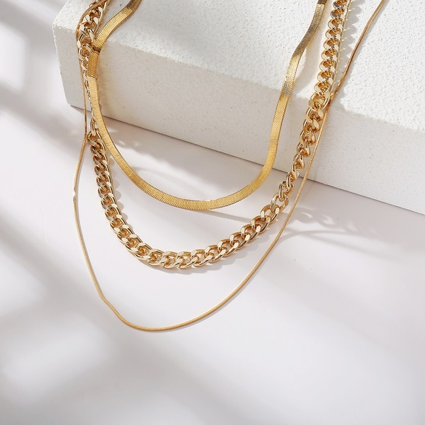 Bulk Jewelry Wholesale gold alloy multilayer thick chain, personalized three-layer clavicle chain JDC-NE-F314 Wholesale factory from China YIWU China