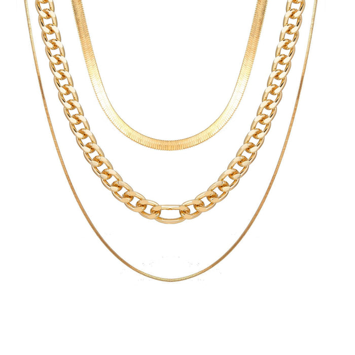 Bulk Jewelry Wholesale gold alloy multilayer thick chain, personalized three-layer clavicle chain JDC-NE-F314 Wholesale factory from China YIWU China