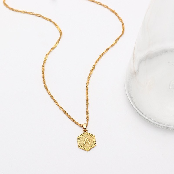 Bulk Jewelry Wholesale gold alloy Necklaces with 26 capital letters JDC-NE-RXE001 Wholesale factory from China YIWU China