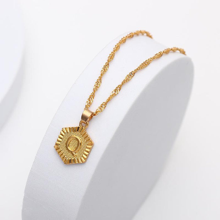 Bulk Jewelry Wholesale gold alloy Necklaces with 26 capital letters JDC-NE-RXE001 Wholesale factory from China YIWU China