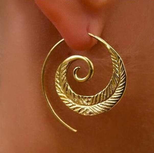 Bulk Jewelry Wholesale gold alloy oval spiral earrings JDC-ES-C073 Wholesale factory from China YIWU China