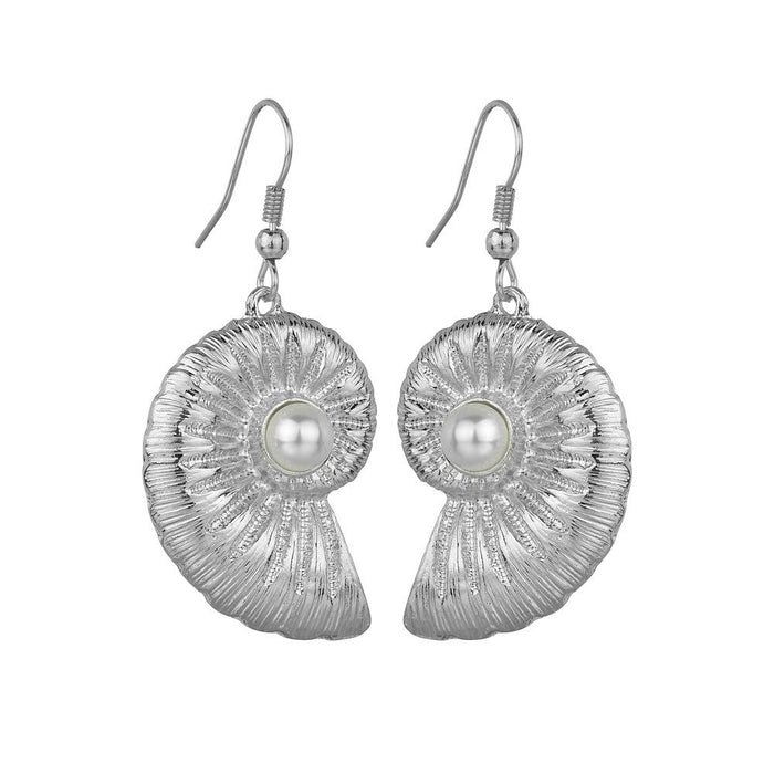 Bulk Jewelry Wholesale gold alloy pattern fan-shaped pearl Earrings JDC-ES-bq178 Wholesale factory from China YIWU China