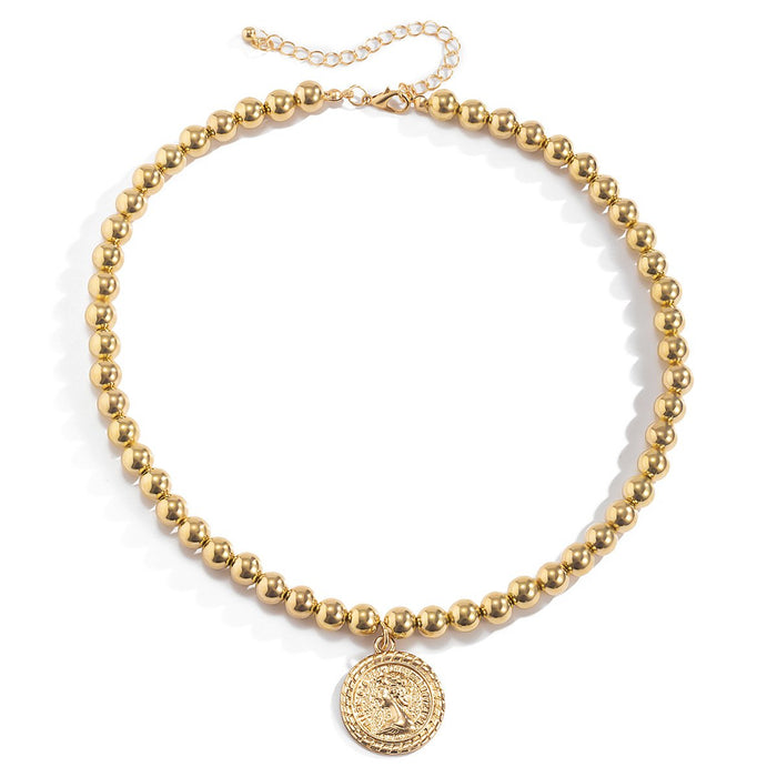 Wholesale gold alloy pearl beaded portrait necklace JDC-NE-KunJ128 Necklaces JoyasDeChina One Gold 3900 Wholesale Jewelry JoyasDeChina Joyas De China