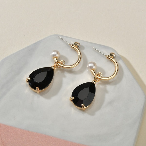 Bulk Jewelry Wholesale gold alloy pearl drop black diamond Earrings JDC-ES-bq109 Wholesale factory from China YIWU China