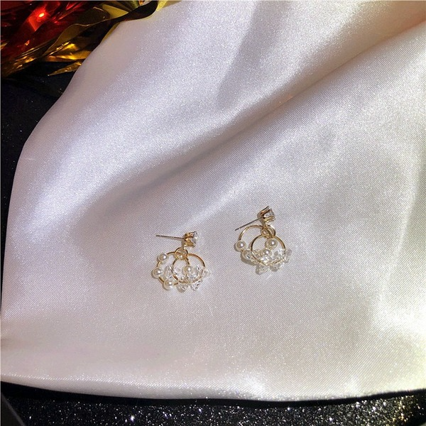 Bulk Jewelry Wholesale gold alloy pearl earrings JDC-ES-RL182 Wholesale factory from China YIWU China