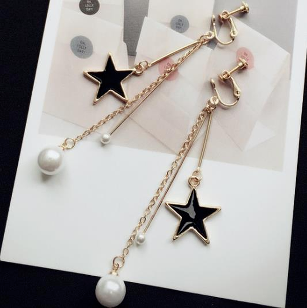 Bulk Jewelry Wholesale gold alloy pearl five-pointed star earrings JDC-ES-RL063 Wholesale factory from China YIWU China