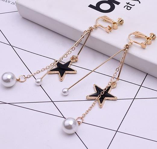 Bulk Jewelry Wholesale gold alloy pearl five-pointed star earrings JDC-ES-RL063 Wholesale factory from China YIWU China