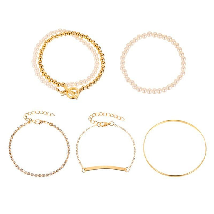 Bulk Jewelry Wholesale gold alloy pearl multi-layer OT buckle bracelet JDC-BT-D549 Wholesale factory from China YIWU China