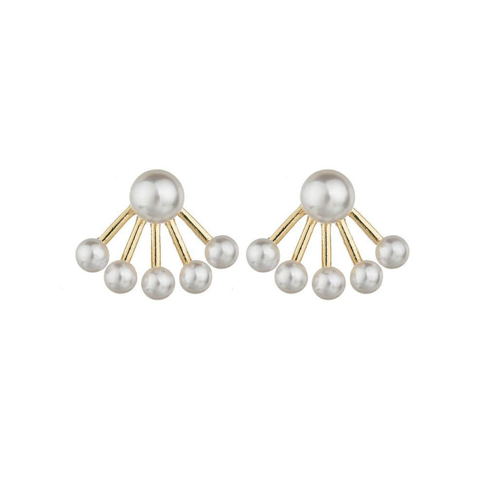 Bulk Jewelry Wholesale gold alloy pearl sector Earrings JDC-ES-bq091 Wholesale factory from China YIWU China
