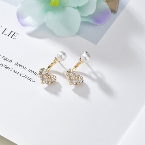 Bulk Jewelry Wholesale gold alloy pearl studded love Earrings JDC-ES-bq070 Wholesale factory from China YIWU China