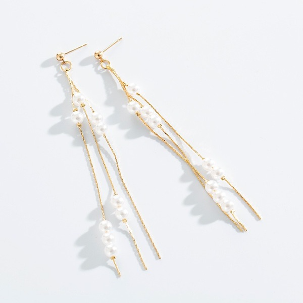Bulk Jewelry Wholesale gold alloy pearl tassel long earrings JDC-ES-RL046 Wholesale factory from China YIWU China