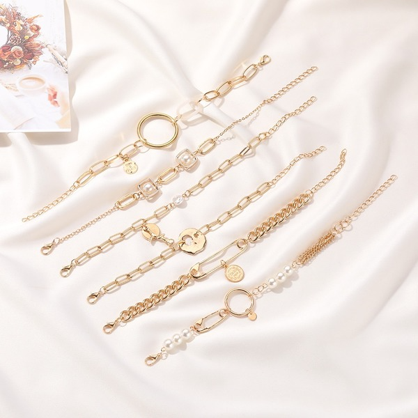Bulk Jewelry Wholesale gold alloy pearl thick chain bracelet JDC-BT-D478 Wholesale factory from China YIWU China