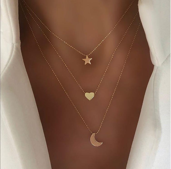 Bulk Jewelry Wholesale gold alloy pendant simple Star Moon Love Pendant Necklace  JDC-NE-F329 Wholesale factory from China YIWU China