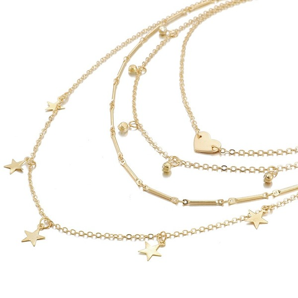 Bulk Jewelry Wholesale gold alloy Pentagram multilayer Necklace JDC-NE-C075 Wholesale factory from China YIWU China